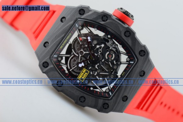 1:1 Richard Mille RM 35-02 RAFAEL NADA Watch Black PVD Red Rubber - Click Image to Close